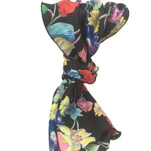 Black Flower Scarf Contemporary Accessory